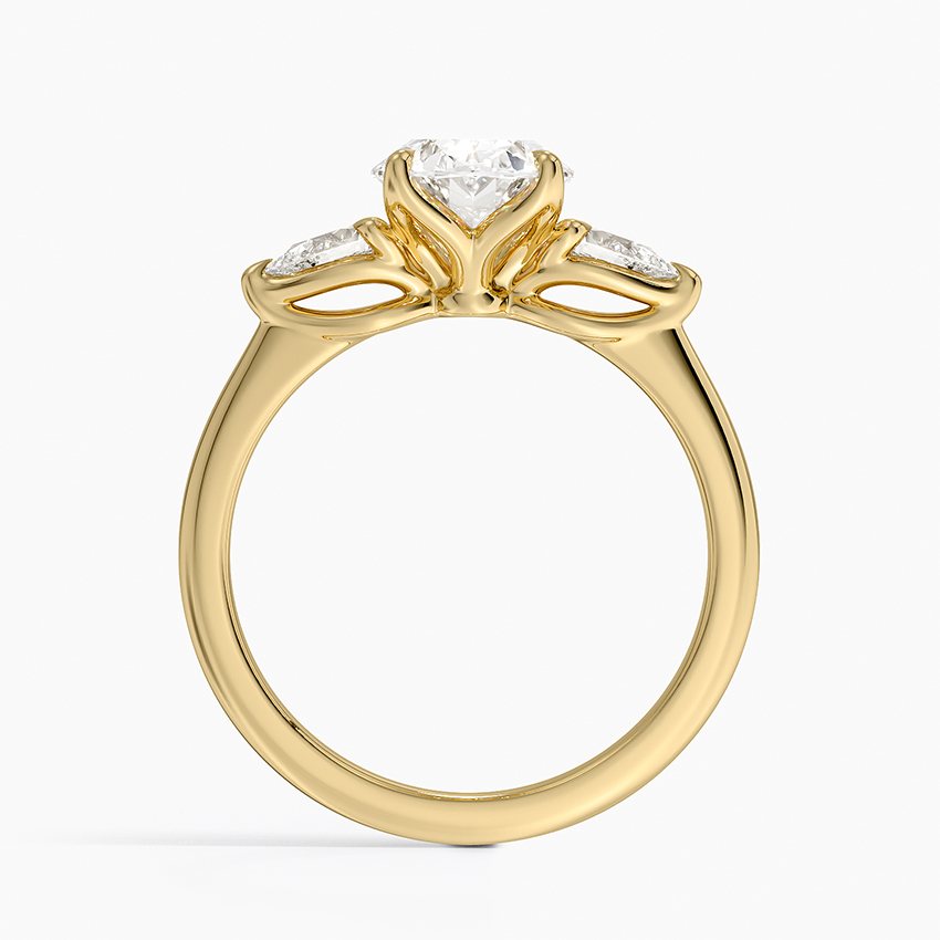 Oval Cut Diamond Three Stone Engagement Ring, Marquise Side Stones, Solid Gold Ring