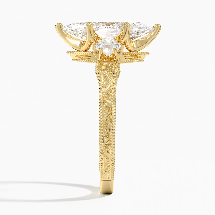 Marquise Cut Diamond Engagement Ring, Vintage Three Stone Ring, Solid Gold Promise Ring
