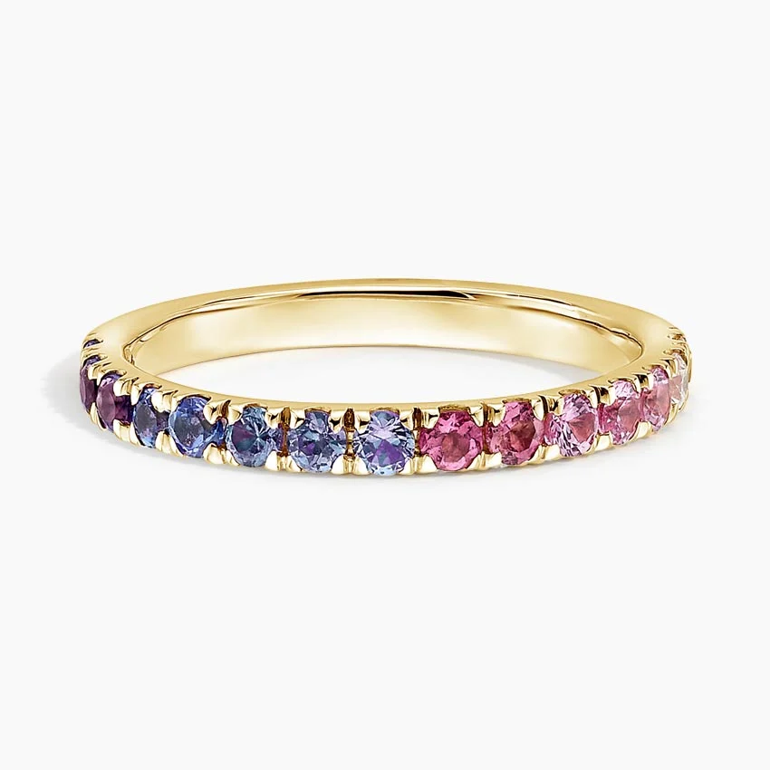 Rainbow Sapphire Eternity Band Ring, Multi Color Gemstone Ring, Minimalist Wedding Band Gift