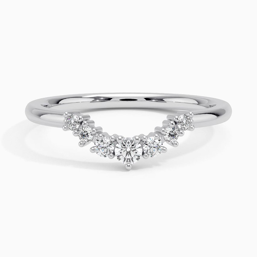 Chevron Diamond Ring, V Shaped Wedding Band, Curved Diamond Ring