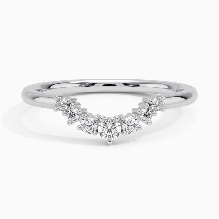 Chevron Diamond Ring, V Shaped Wedding Band, Curved Diamond Ring