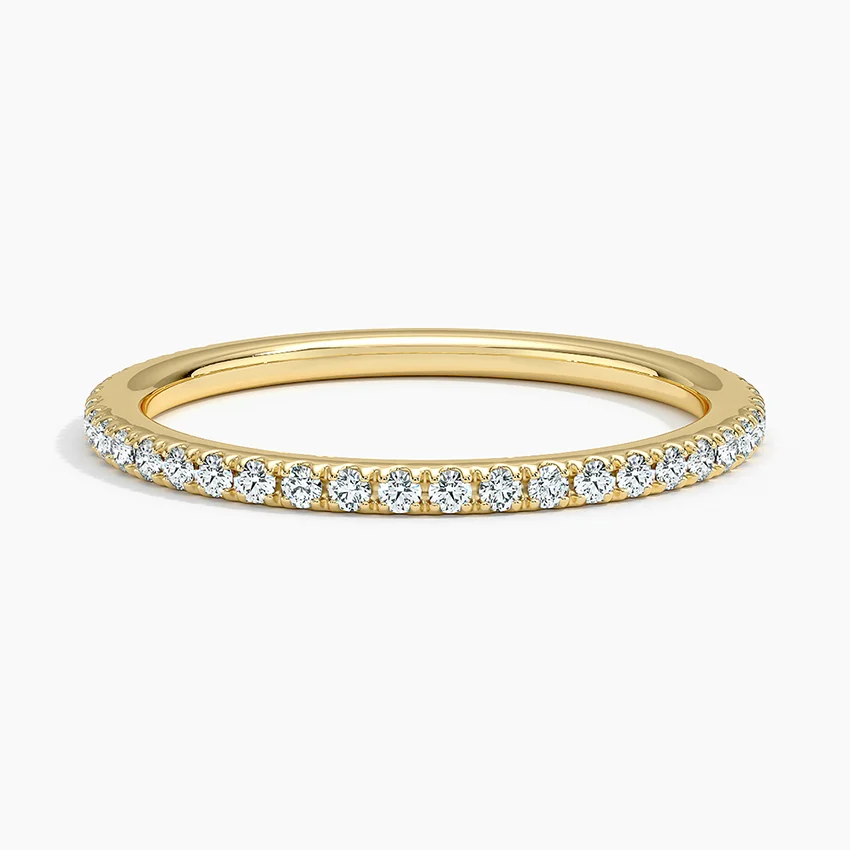 Minimalist Diamond Wedding Band, Half Eternity Ring, Dainty Diamond Band