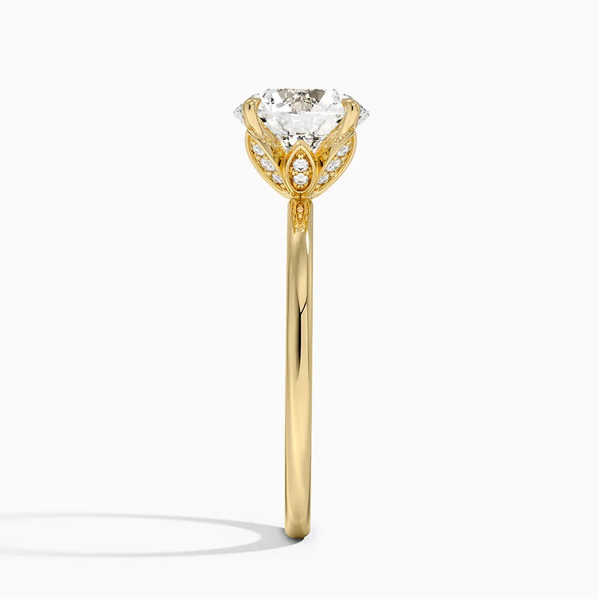 Round Cut Solitaire Engagement Ring, 4 Prong Diamond Ring, Minimalist Gold Ring