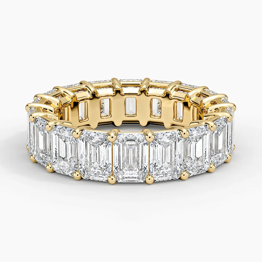 Emerald Cut Diamond Eternity Band, Full Eternity Ring, Baguette Diamond Wedding Band