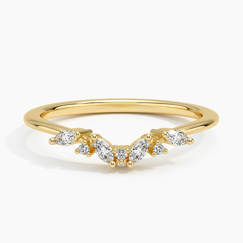 Marquise Diamond V Ring, Chevron Diamond Band, Minimalist Gold Ring, Dainty Wedding Band