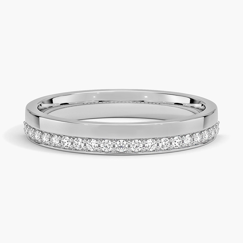 Minimalist Diamond Wedding Band, Channel Set Diamond Ring, Stackable Gold Band