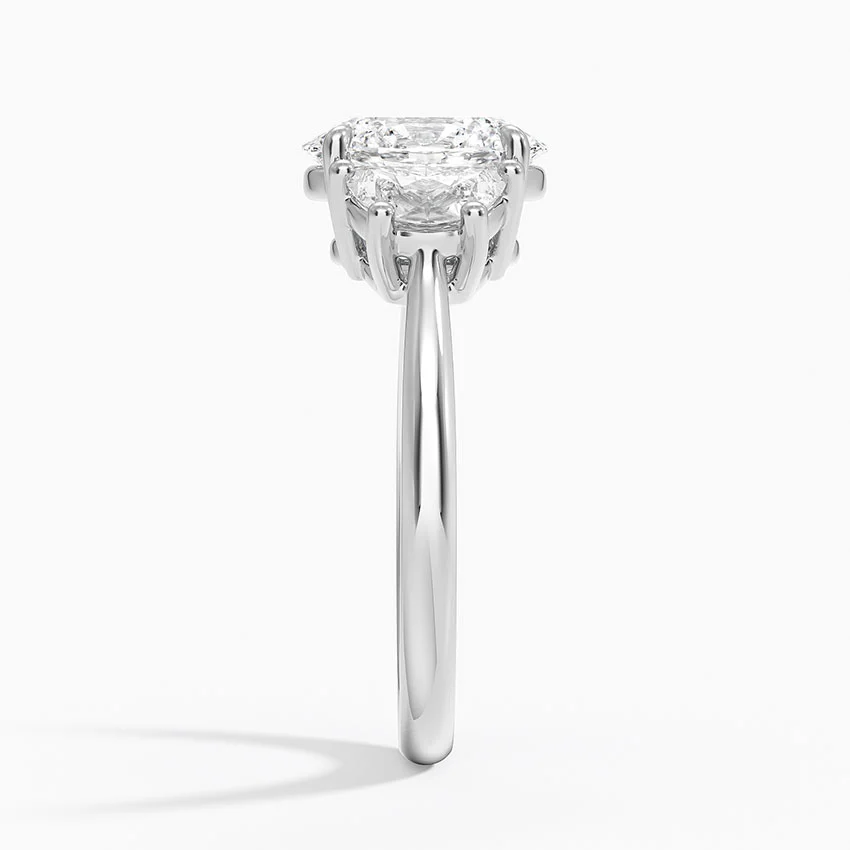 Oval Cut Three Stone Diamond Engagement Ring, Hidden Halo Side Stones Ring, Solid Gold Promise Ring