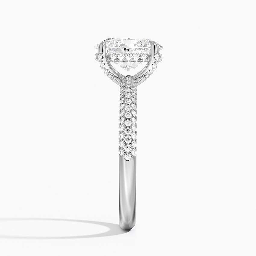 Oval Cut Diamond Engagement Ring, Hidden Halo Pavé Band Ring, Bridal Promise Ring