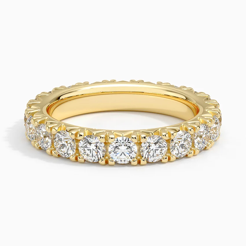 Round Cut Diamond Eternity Band Ring, Full Eternity Wedding Band, Solid Gold Stackable Ring