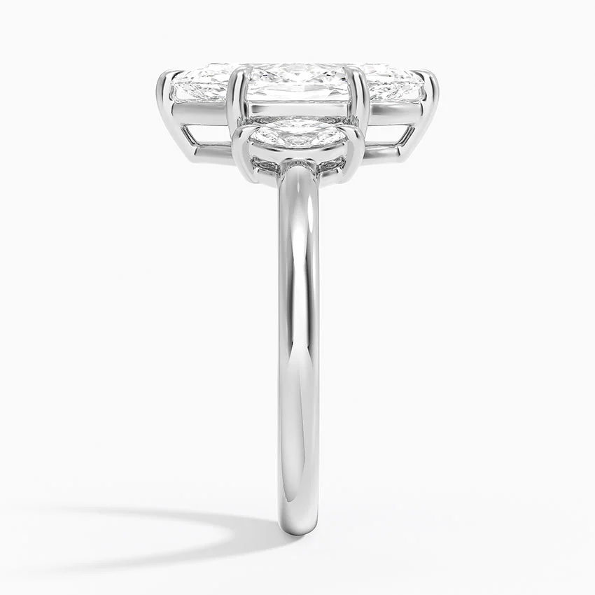 Marquise Cut Diamond Engagement Ring, 3 Stone Diamond Ring, Oval Side Diamonds Ring