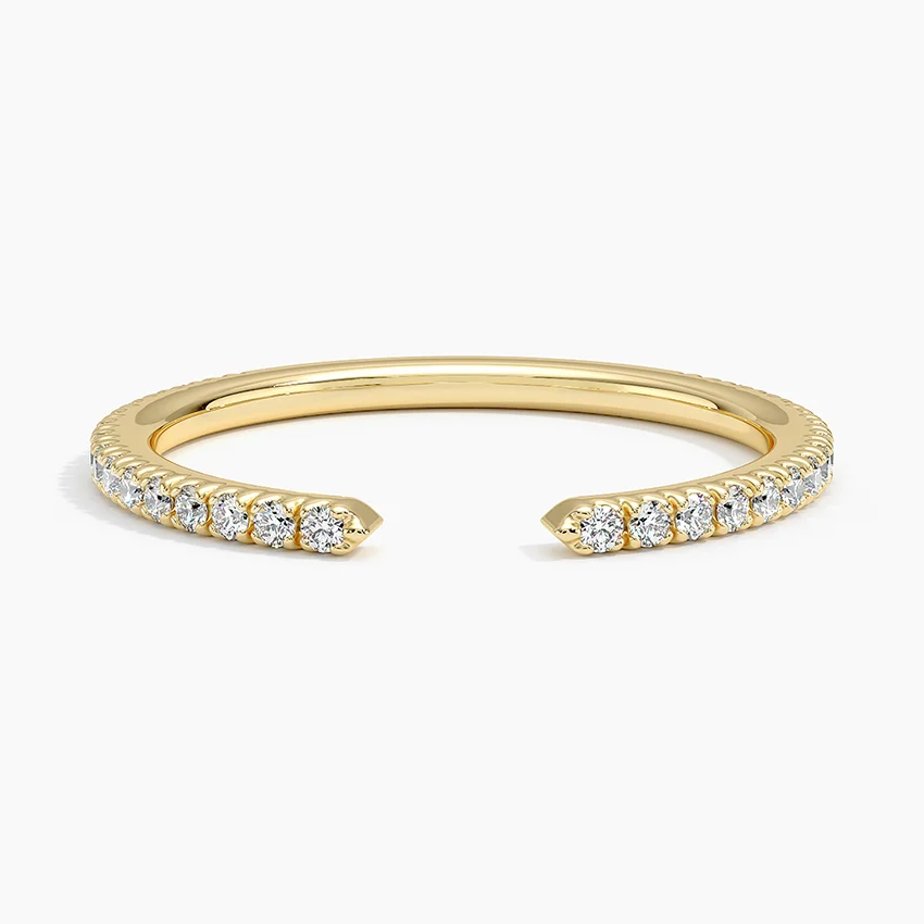 Open Diamond Bangle Bracelet, Minimalist Cuff Bracelet, Gold Diamond Bangle