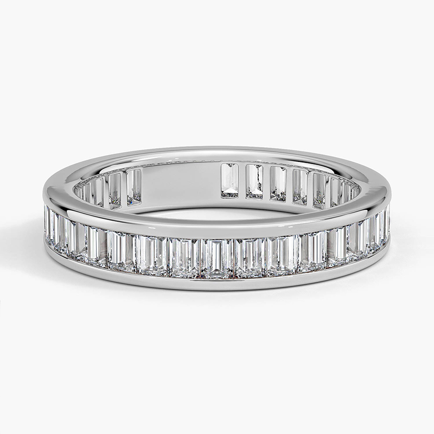 Baguette Diamond Eternity Ring, Full Eternity Band, Gold Wedding Band
