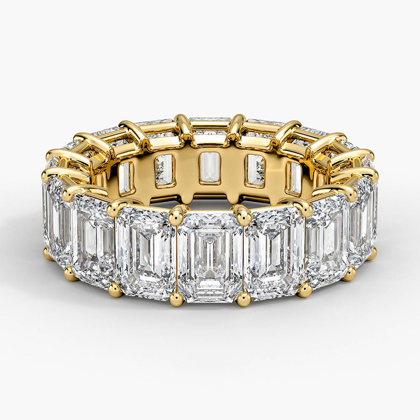 Emerald Cut Diamond Eternity Band Ring, Full Eternity Wedding Band, Baguette Diamond Ring