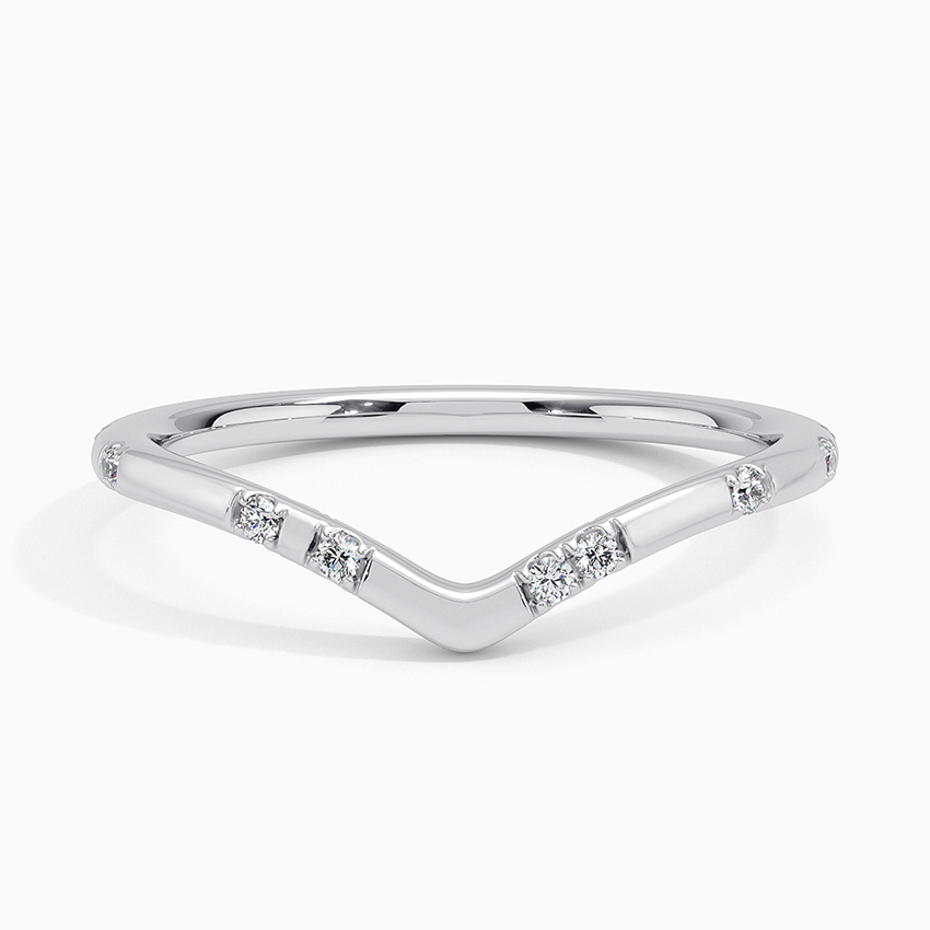 Minimalist V Shape Diamond Band, Chevron Diamond Ring, Stackable Wedding Ring