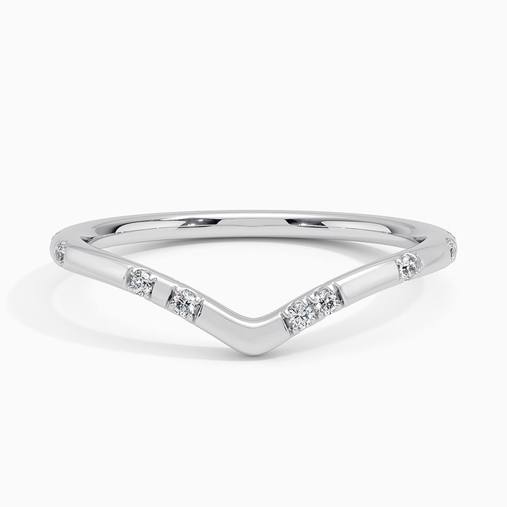 Minimalist V Shape Diamond Band, Chevron Diamond Ring, Stackable Wedding Ring