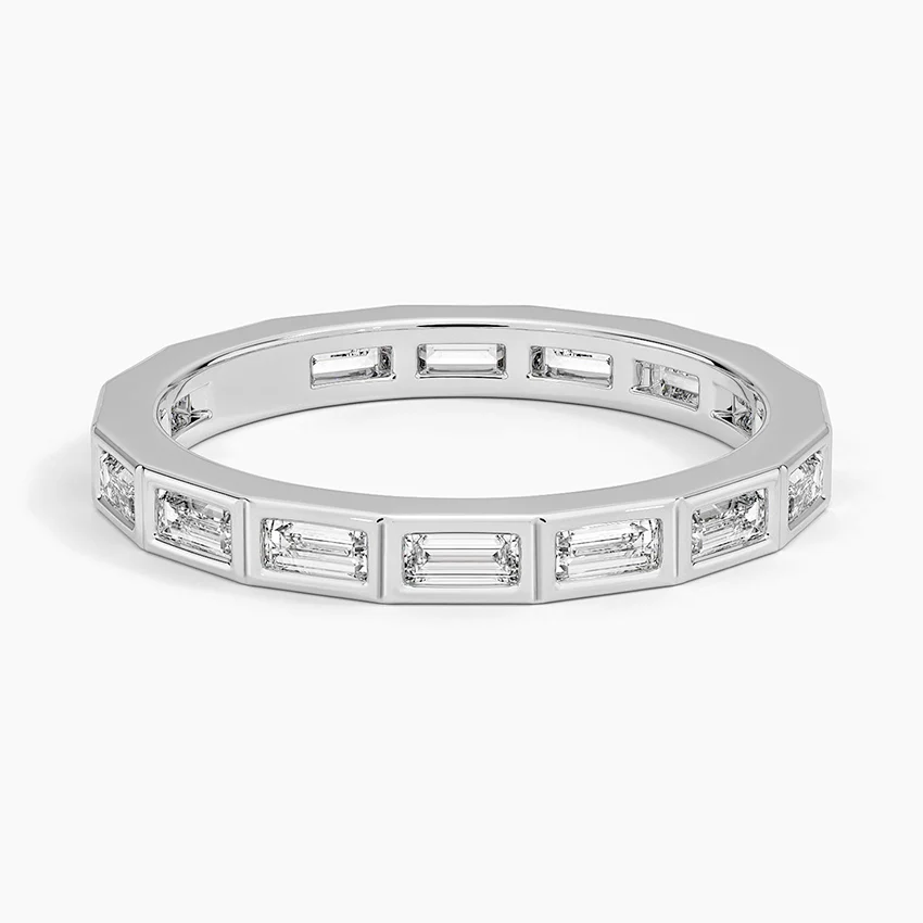 Baguette Diamond Eternity Band Ring, Minimalist Wedding Band, Anniversary Gift for Women