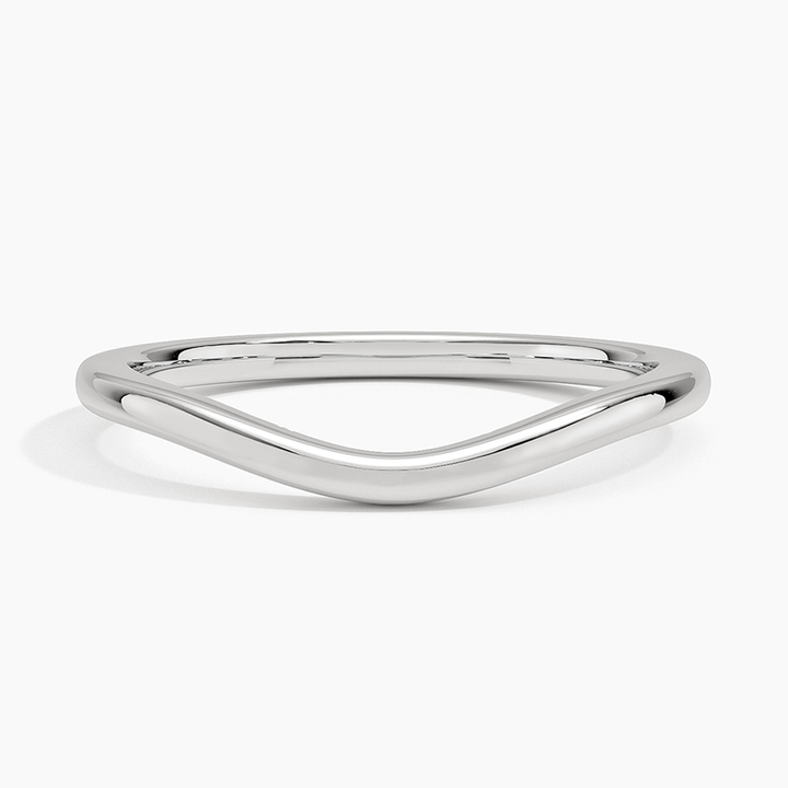 Minimalist Chevron Wedding Band, V Shape Gold Ring, Curved Stacking Ring