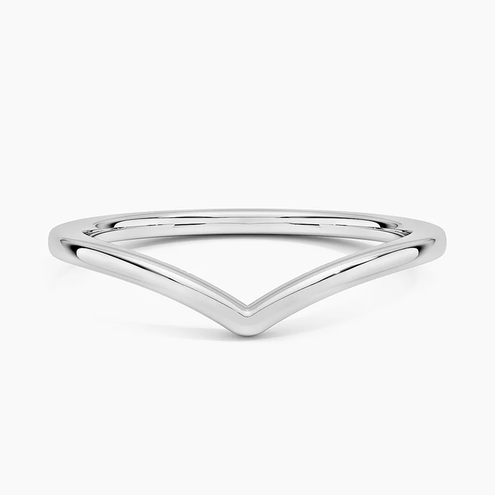 Minimal Chevron V Ring,  Curved Stacking Wedding Band, V Shape Gold Ring