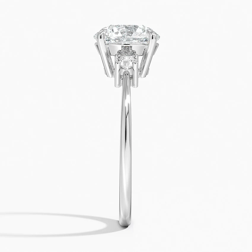 Three Stone Round Cut Diamond Engagement Ring, Solid Gold, Classic Minimalist Bridal Ring