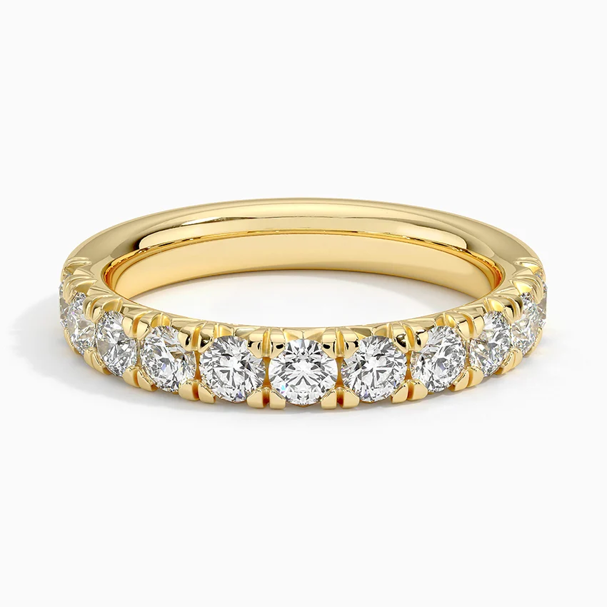Half Eternity Diamond Wedding Band Ring, Round Cut Prong Set Anniversary Ring, Bridal Minimalist Jewelry
