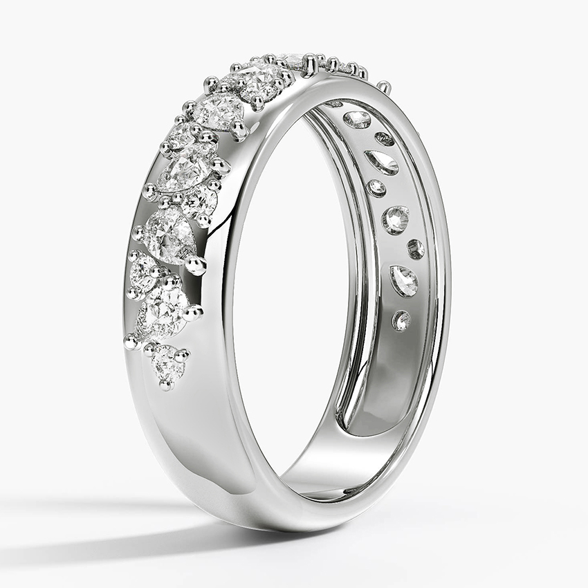 Pear Shape Diamond Wedding Band, Half Eternity Diamond Ring, Gold Anniversary Band