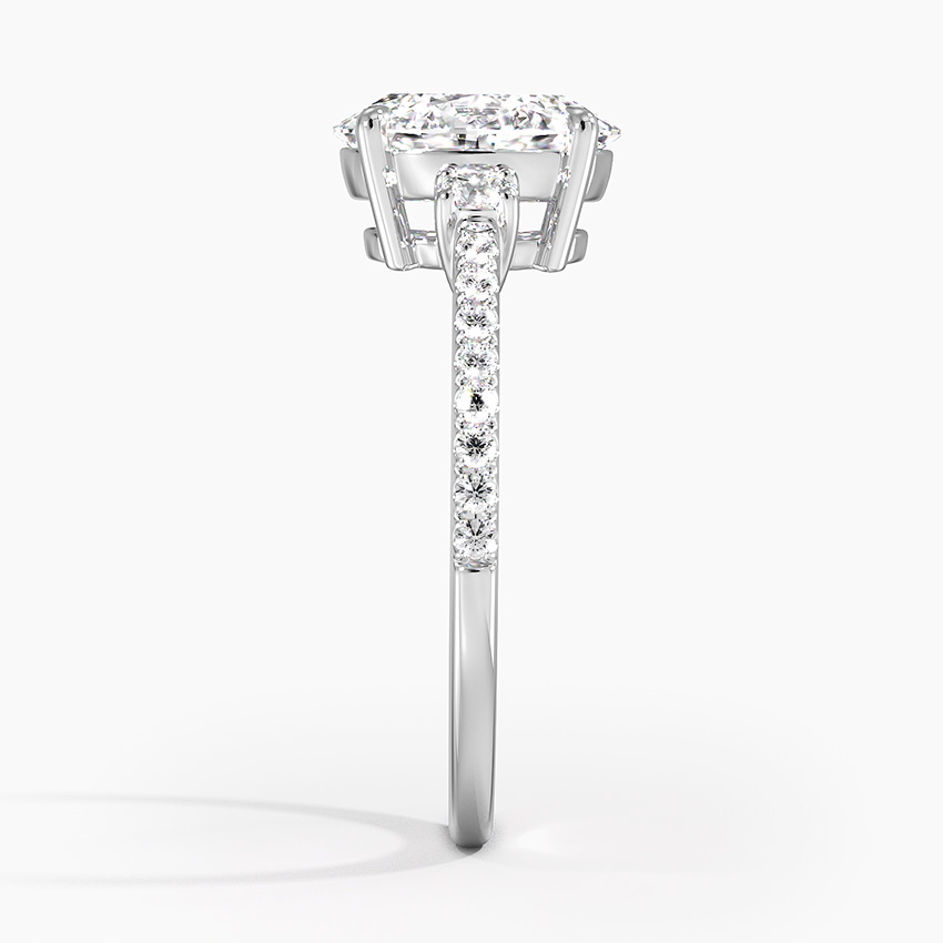 Oval Cut Diamond Engagement Ring with Side Stones, Pave Band Ring, Hidden Accent Diamond Ring