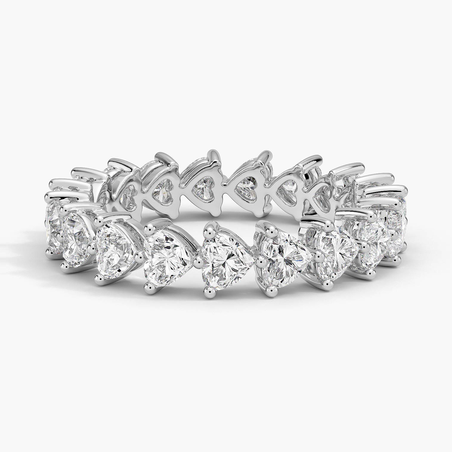 Pear Cut Diamond Eternity Band Ring, Full Eternity Wedding Band, Prong Set Teardrop Diamond Anniversary Ring