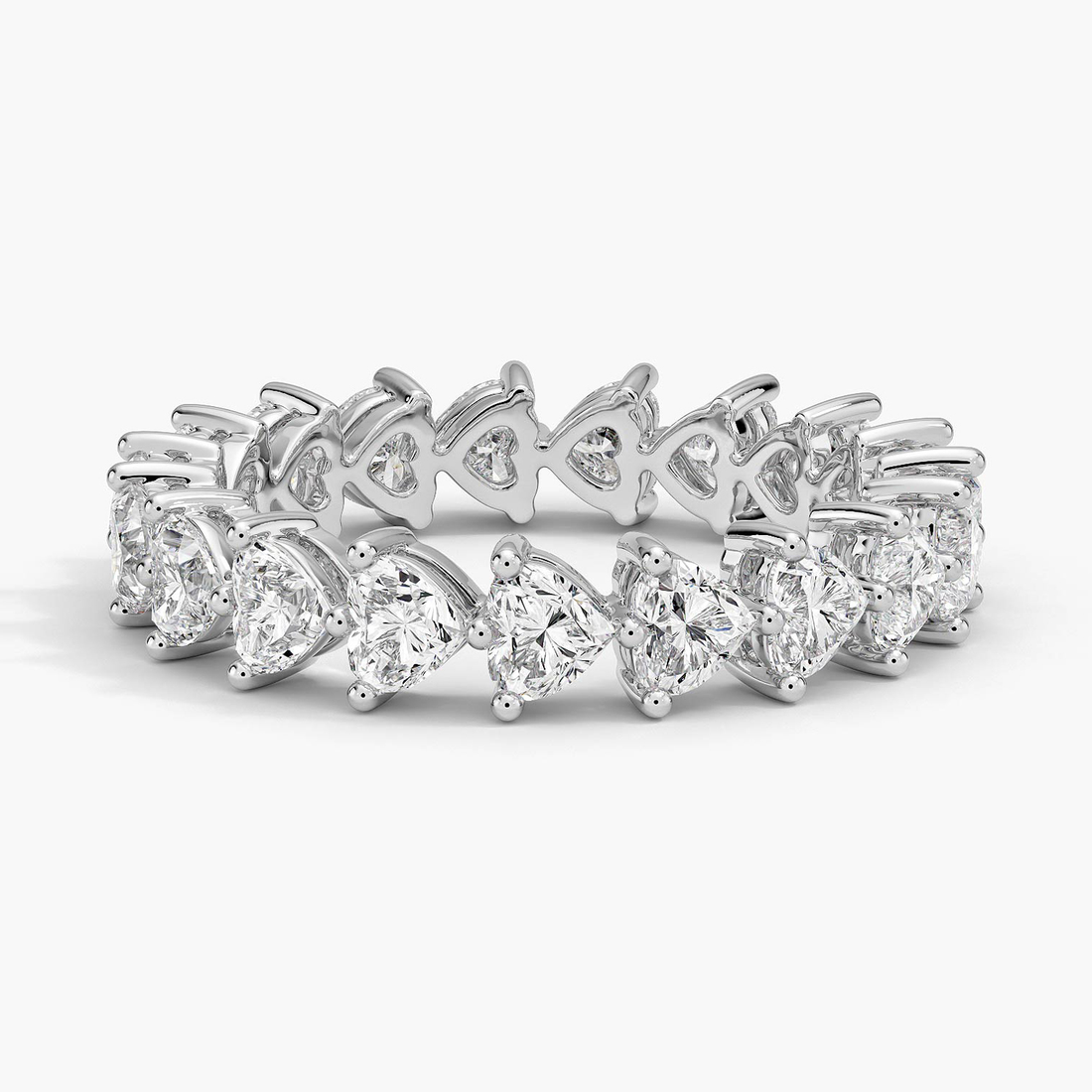 Pear Cut Diamond Eternity Band Ring, Full Eternity Wedding Band, Prong Set Teardrop Diamond Anniversary Ring