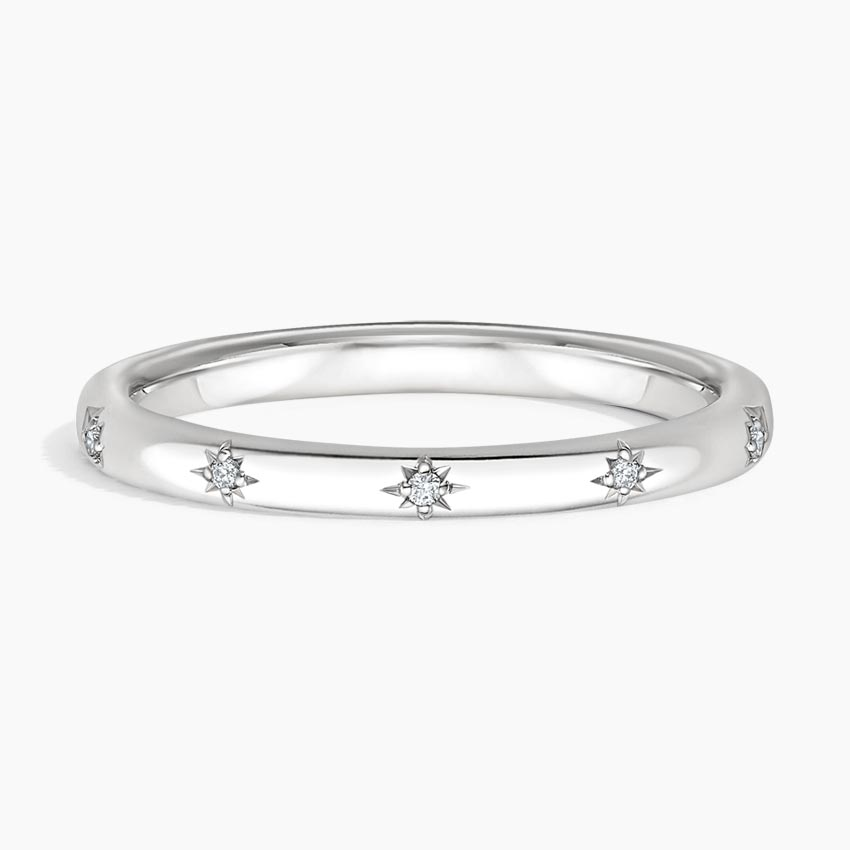 Star Set Diamond Band Ring, Minimalist Celestial Diamond Ring, Dainty Stackable Ring (Copy)