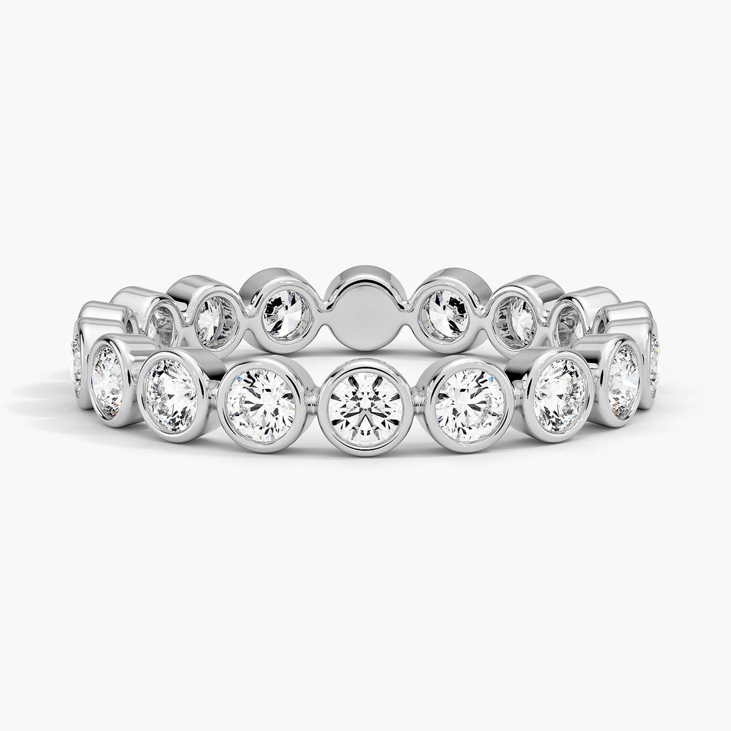 Round Cut Bezel Set Diamond Eternity Band, Full Eternity Wedding Ring, Minimalist Stackable Anniversary Ring