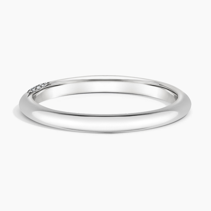 Minimalist Diamond Wedding Band Ring, Gold Stackable Ring, Dainty Diamond Band