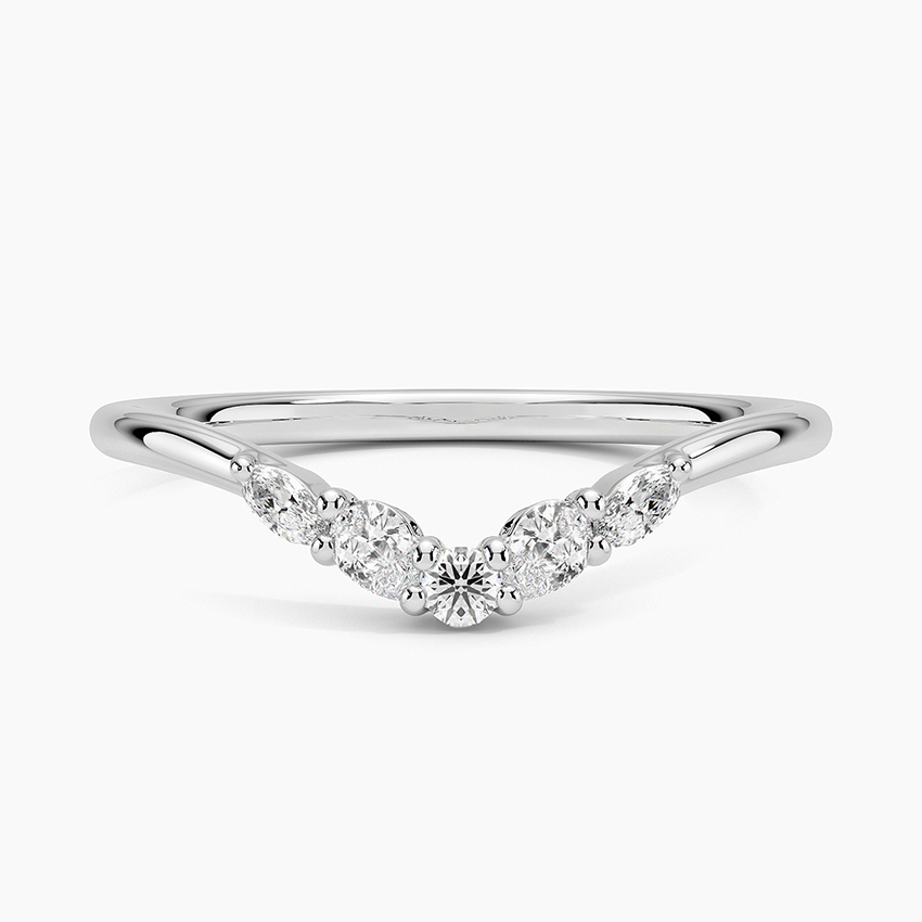 Chevron Diamond Wedding Band, V Shaped Diamond Ring, Minimalist Curved Stackable Ring