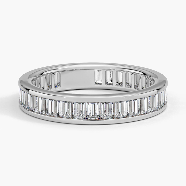 Baguette Diamond Eternity Band Ring, Full Eternity Wedding Band, Minimalist Stackable Ring