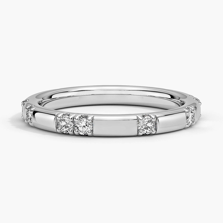 Minimalist Diamond Wedding Band Ring, Slim Gold Diamond Ring, Half Eternity Band