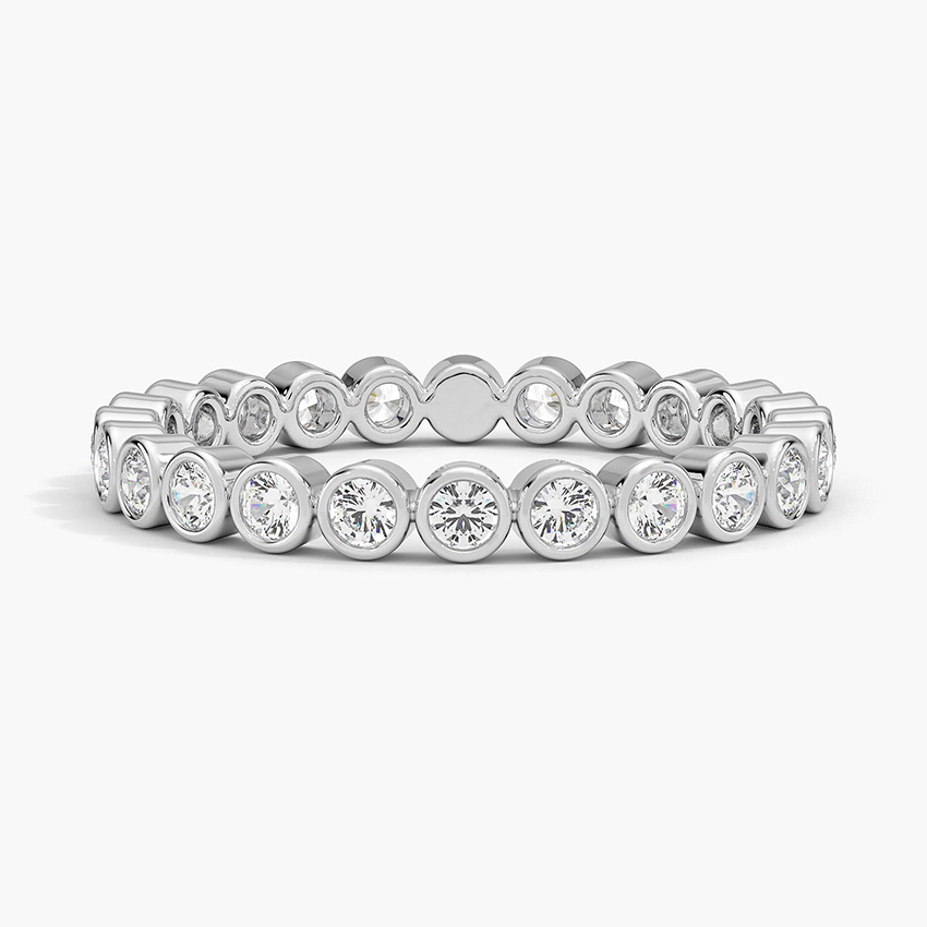 Bezel Set Diamond Eternity Band Ring, Round Cut Full Eternity Ring, Minimalist Wedding Band