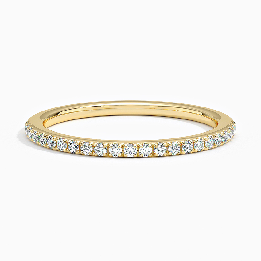 Minimalist Diamond Eternity Band Ring, Thin Stackable Wedding Band, Anniversary Gift