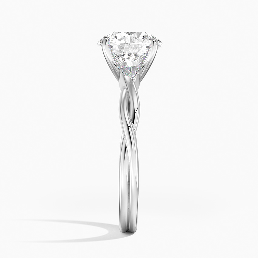 Twisted Band Round Cut Moissanite Engagement Ring, Solitaire Diamond Ring, Unique Infinity Shank Ring