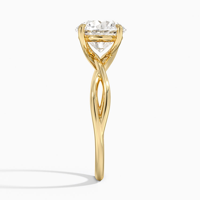 Twisted Solitaire Engagement Ring, Round Cut Moissanite Ring, Unique Infinity Twist Band Ring