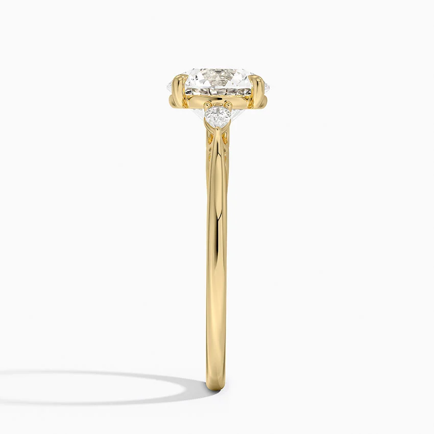 Round Cut Diamond Three Stone Engagement Ring, Marquise Side Diamond Ring, Solid Gold Promise RingRound Cut Diamond Three Stone Engagement Ring, Marquise Side Diamond Ring, Solid Gold Promise Ring