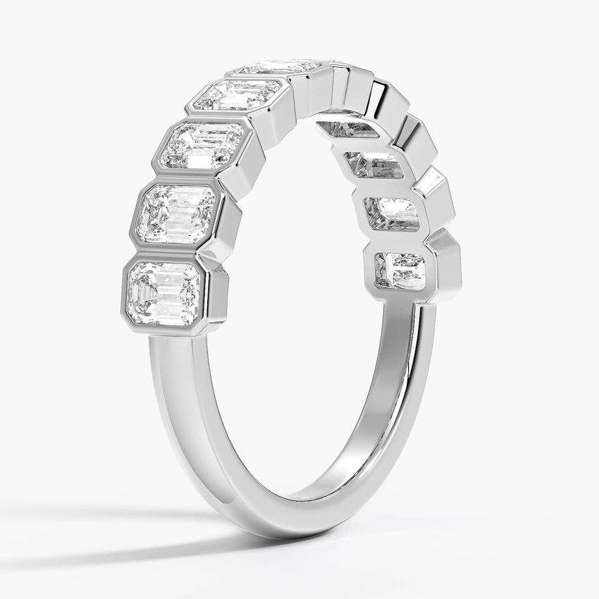 Emerald Cut Diamond Eternity Band, Bezel Set Wedding Ring, Full Eternity Band