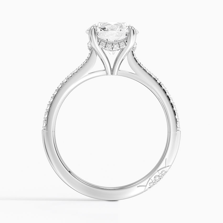 Classic Round Cut Solitaire Diamond Engagement Ring with Pavé Band