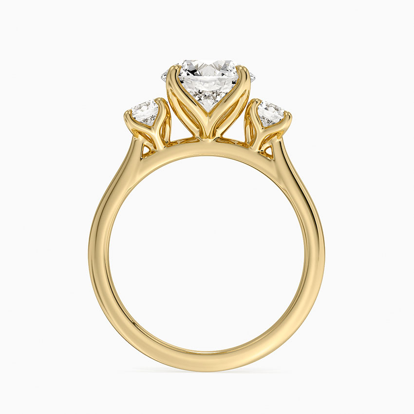 Three Stone Round Diamond Engagement Ring, Classic Trilogy Ring, Anniversary Gift for Her