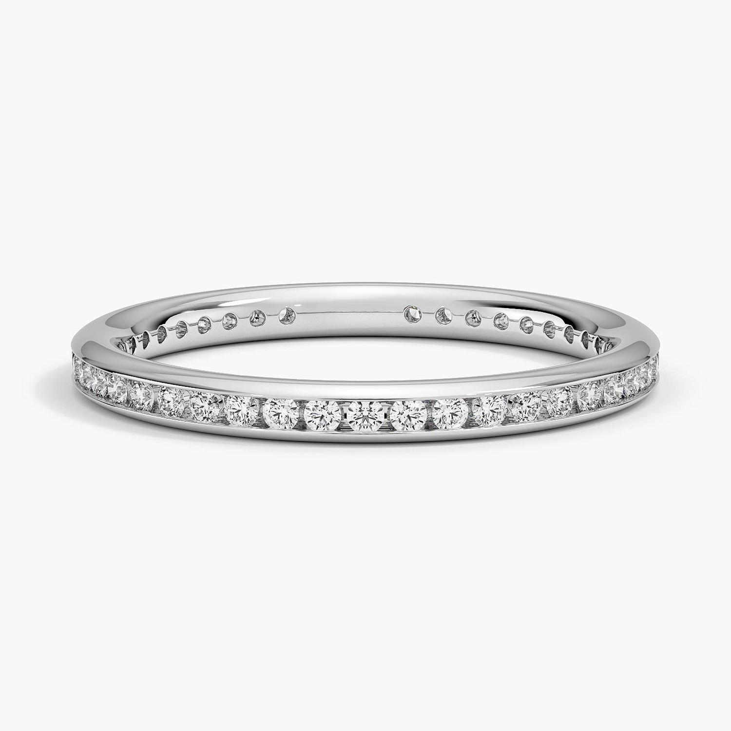 Minimalist Diamond Band Ring, Channel Set Round Diamond Ring, Stackable Wedding Band