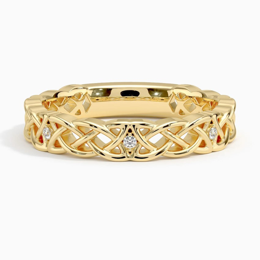 Celtic Knot Diamond Ring, Vintage Infinity Band, Solid Gold Wedding Band