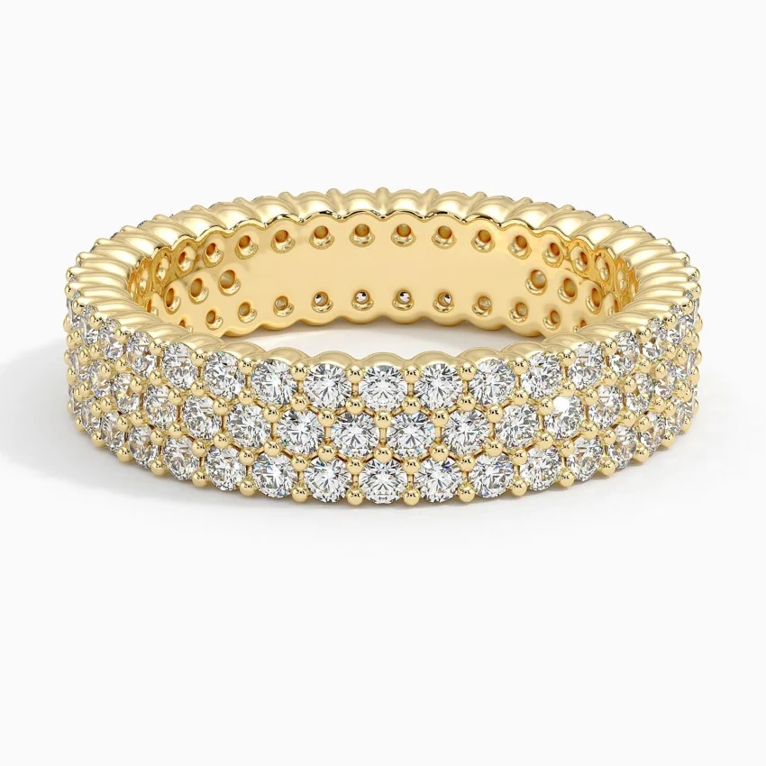 Multi Row Diamond Eternity Band Ring, Full Eternity Pavé Diamond Ring, Wedding Band