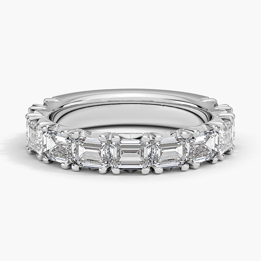 Emerald Cut Diamond Eternity Band Ring, Full Eternity Wedding Band, Baguette Diamond Ring