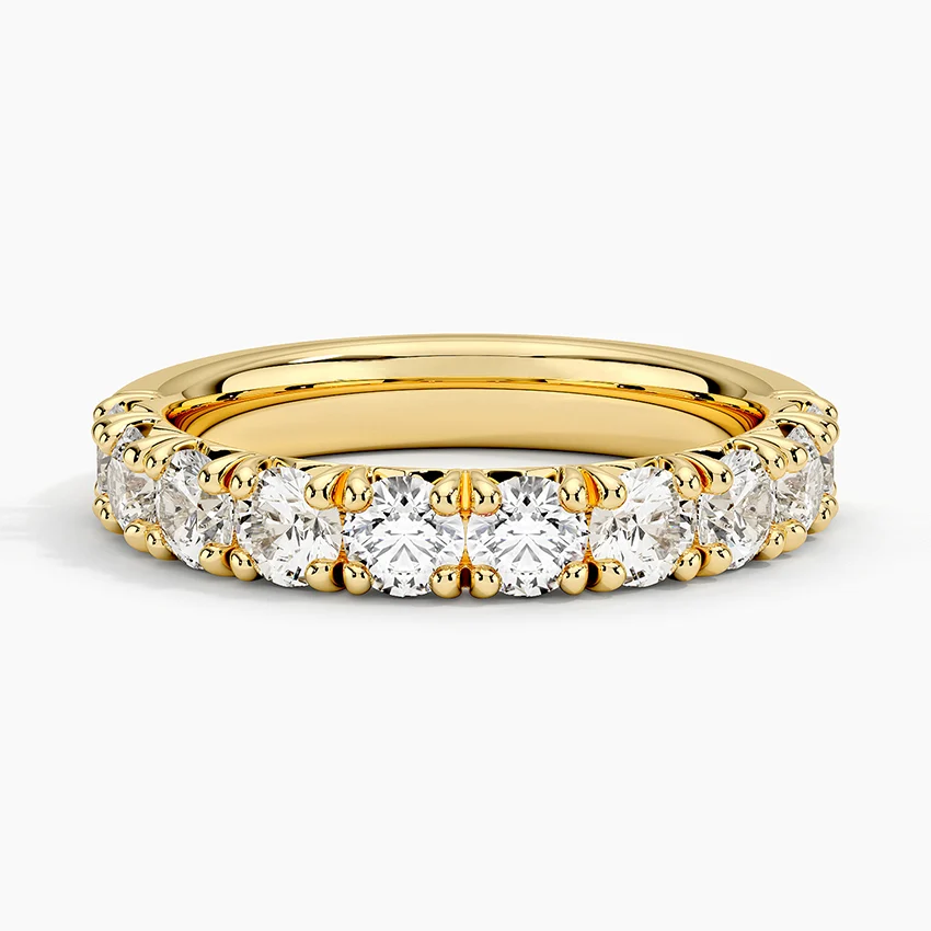 Round Cut Diamond Eternity Band Ring, Half Eternity Diamond Ring, Anniversary Gift for Her