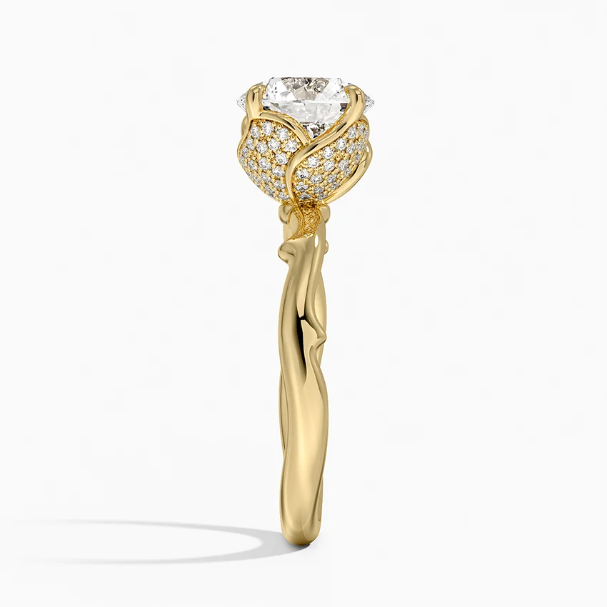 Twisted Band Solitaire Diamond Ring, Round Cut Engagement Ring, Minimalist Gold Promise Ring