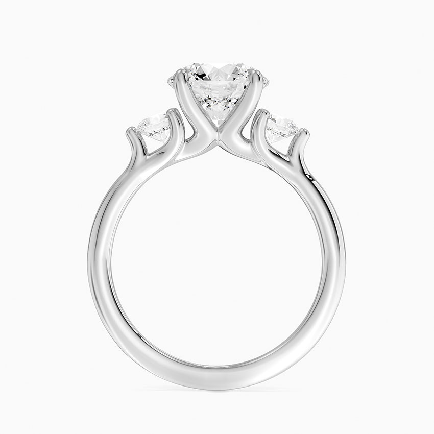 Round Cut 3 Stone Diamond Engagement Ring, Classic Trilogy Ring, Solid Gold Promise Ring