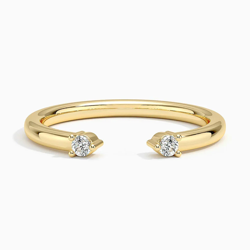Minimalist Open Diamond Ring, Adjustable Cuff Ring, Dainty Solitaire Diamond Stackable Ring